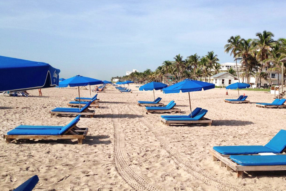 Opal Grand blue beach chairs on beach