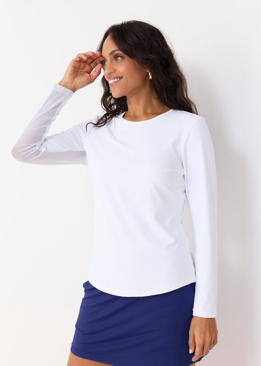 White Long Sleeve Performance Top