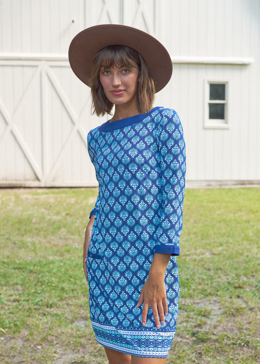 Woman wearing Kiawah Island Cabana Shift Dress