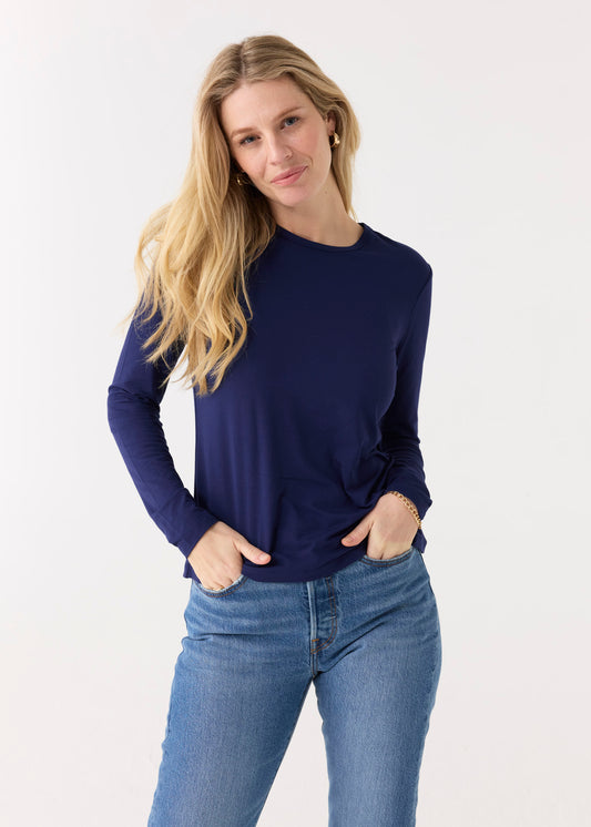 Navy Bamboo Long Sleeve Top