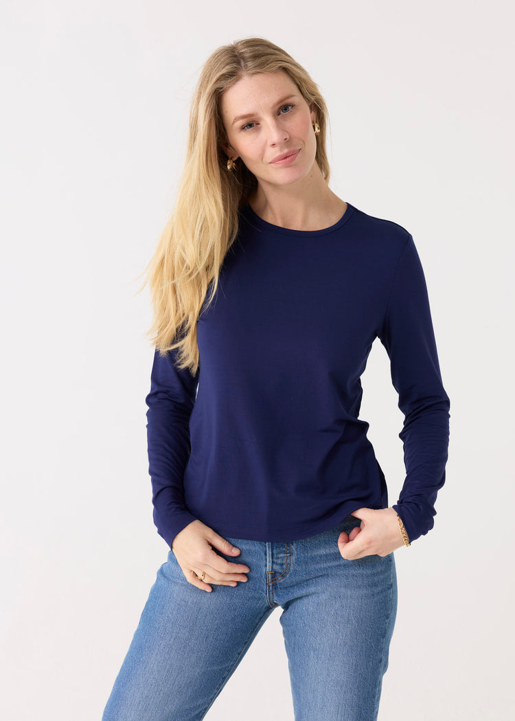 Navy Bamboo Long Sleeve Top