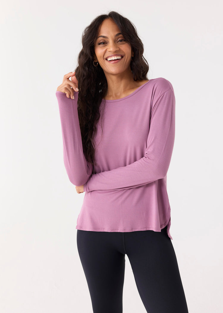 Orchid Hi/Lo Bamboo Long Sleeve Top