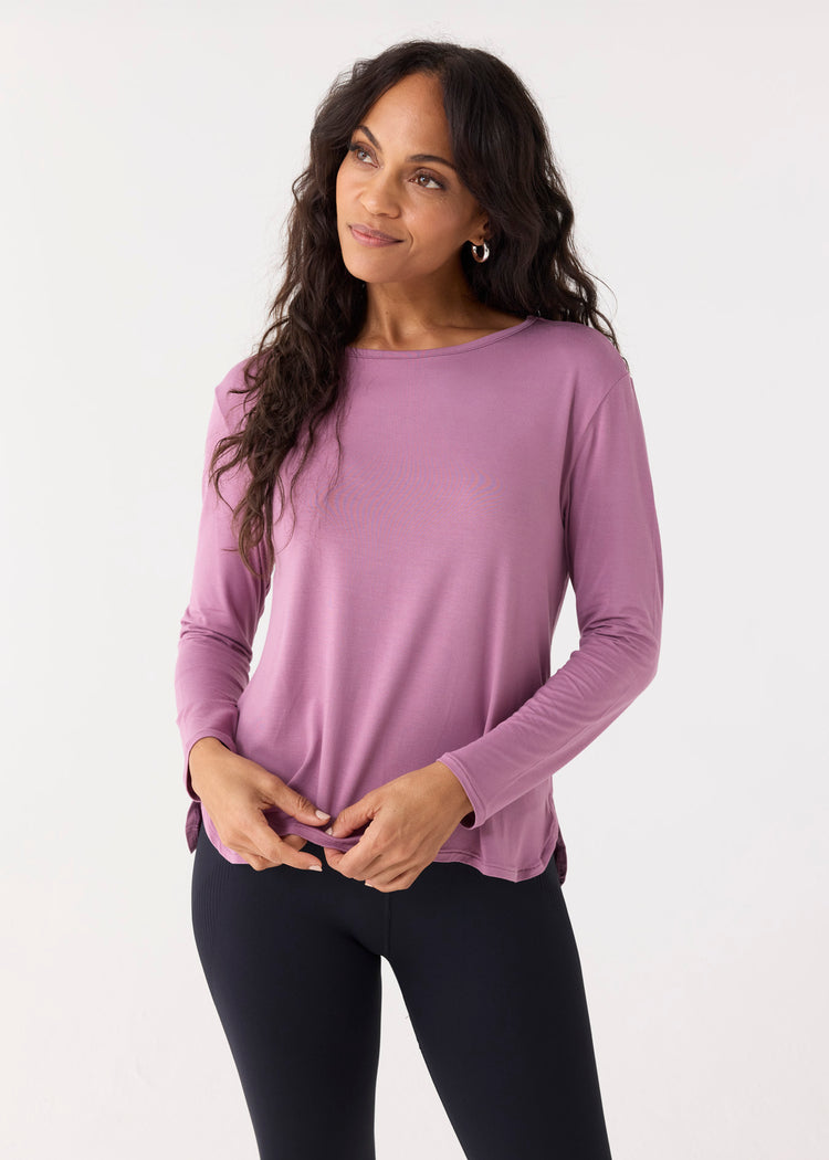 Orchid Hi/Lo Bamboo Long Sleeve Top