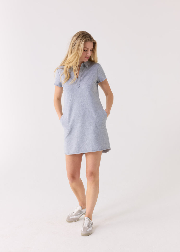 Grey Cotton Polo Dress