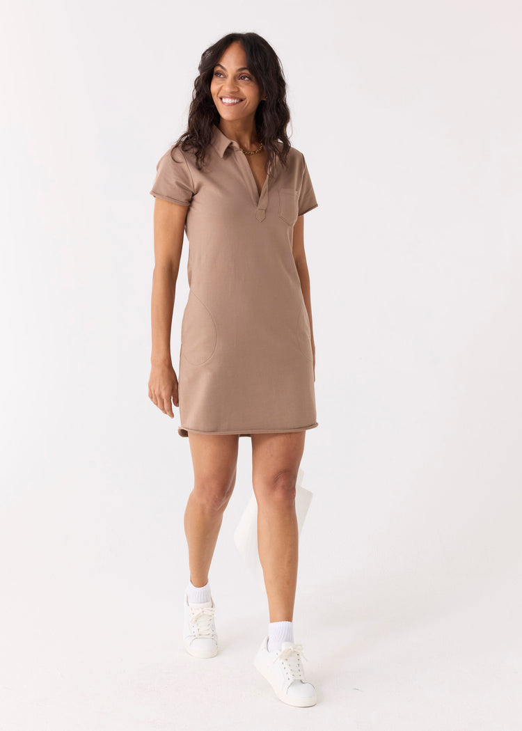 Mocha Cotton Polo Dress