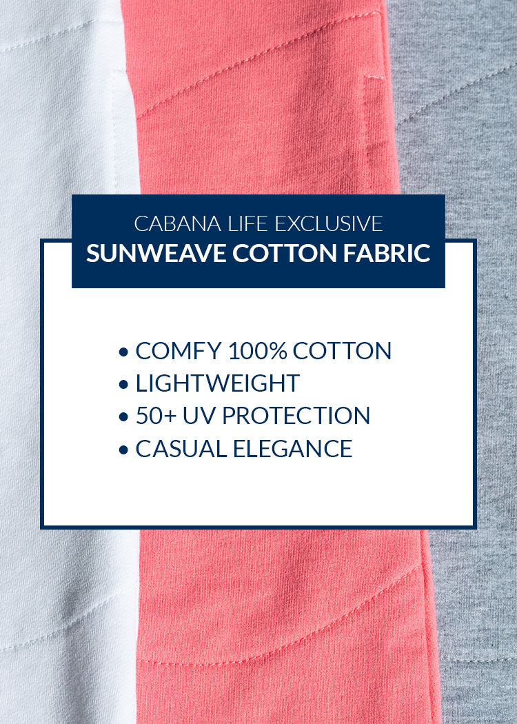 Cabana Life SunWeave Cotton Fabric – 100% cotton, lightweight, UPF 50+ protection & casual elegance.