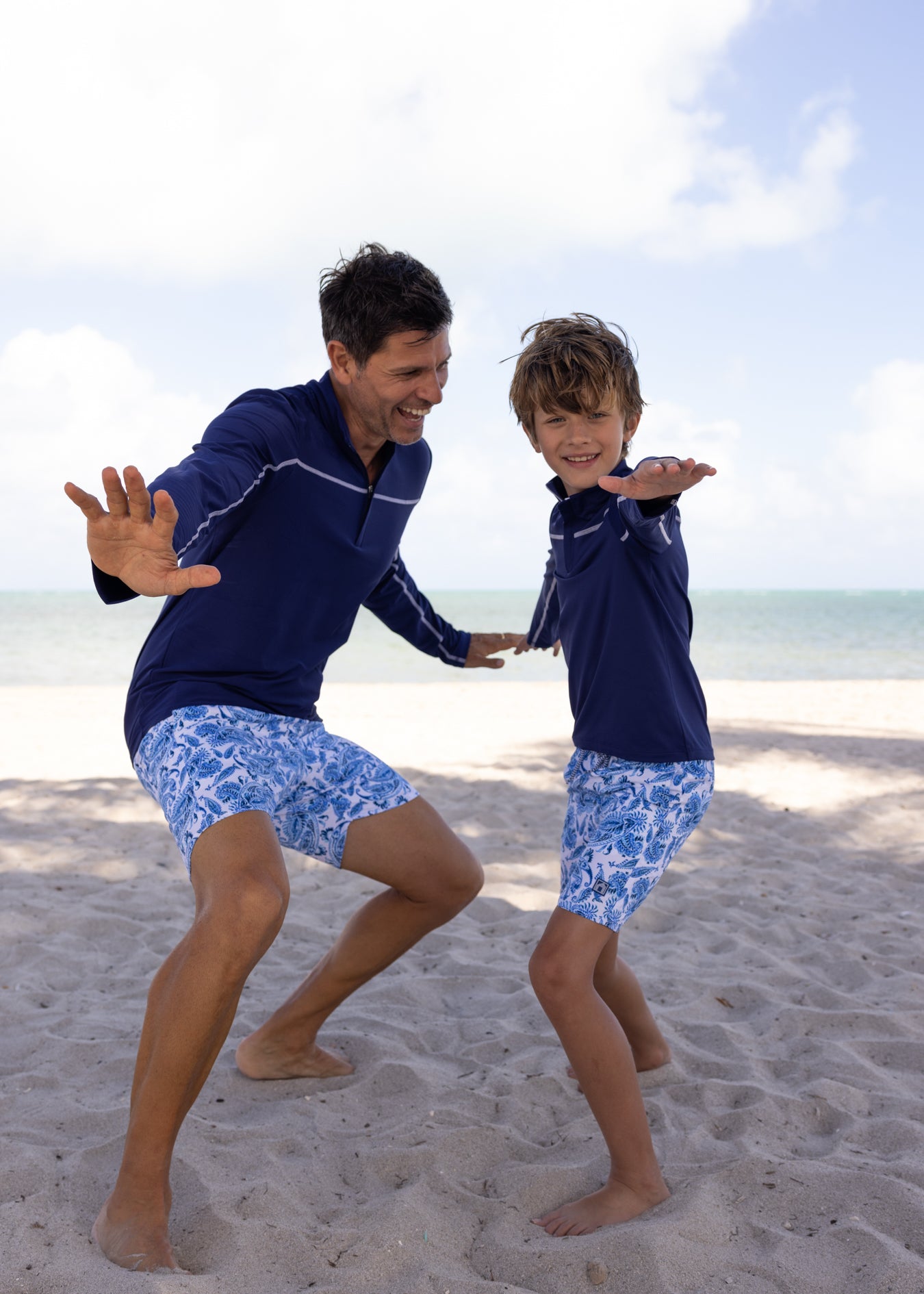 Navy Zip Neck Short Sleeve Rashguard, $60.00 Cabana Life 50+ UPV