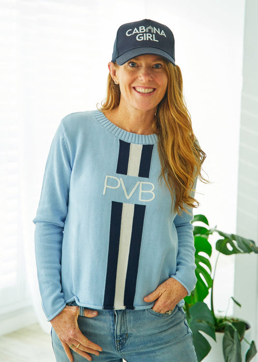 Light Blue PVB Stripe Crewneck Sweater